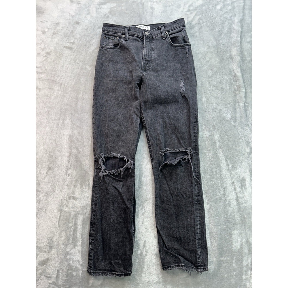 Abercrombie & Fitch Jean Women Sz 2/26 Black '90s Straight Ultra High Rise Boho